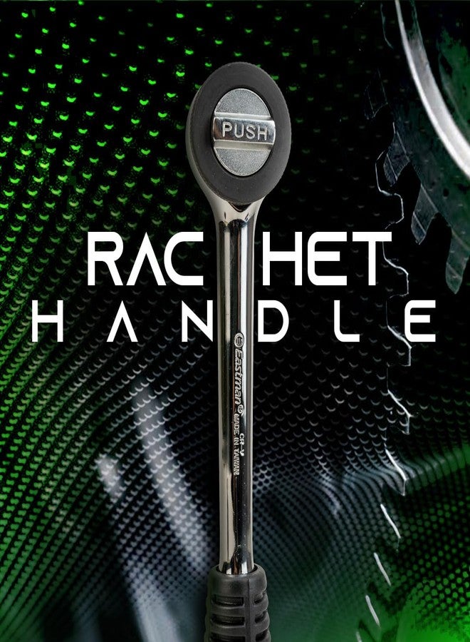 إيست مان مقبض سقاطة برأس مستدير من إيستمان - مع مجموعة فك سريع من قطعة واحدة، مقاس المحرك 1/2 (12.7)، الطول 250 مم، فولاذ كروم فاناديوم، محرك مربع مقوى، تصميم مقبض فريد (E-2204) - Image 3